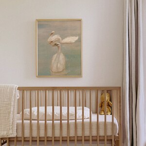 Farmhouse nursery digital swan painting