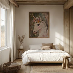 Fantasy-inspired nursery wall art featuring a mystical unicorn.