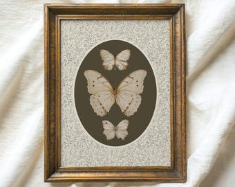 Vintage Butterfly Print, Moody Botanical Wall Art, Cottagecore Decor (Digital Download)