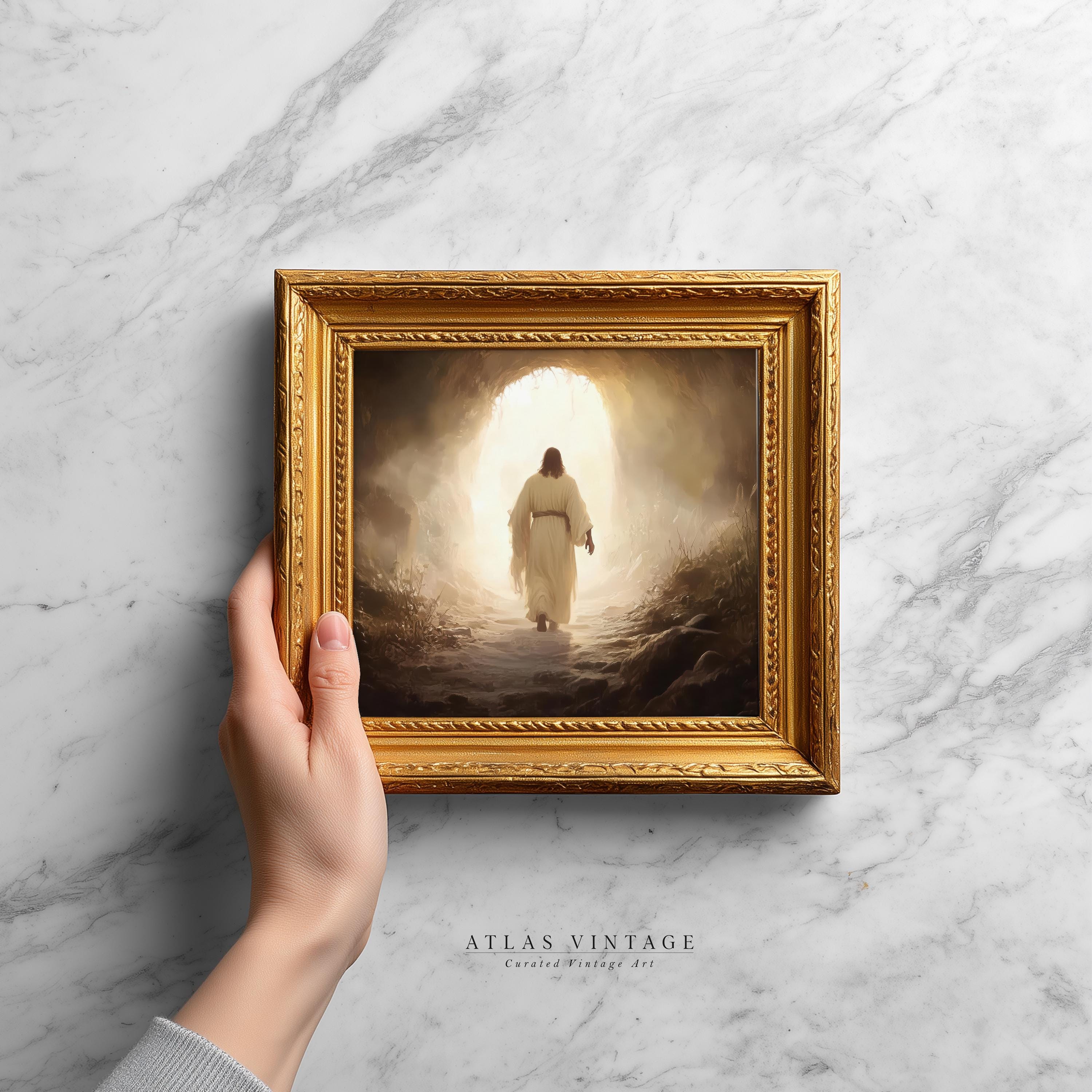 Vintage Jesus Resurrection Art Print, Christian Easter Decor (digital ...
