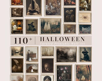 Vintage Halloween Gallery Wall Art Set, Spooky Gothic Prints (Digital Prints)