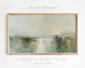 Modern Abstract Landscape Frame TV Art, Rustic Green Painting (Digital Download)