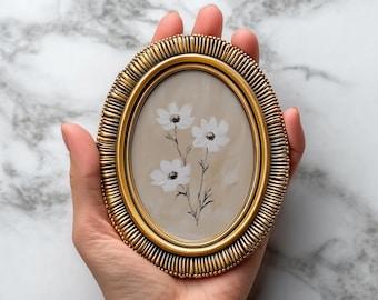 Vintage White Flower Painting Print, Beige Cottagecore Wall Art (Digital Download)