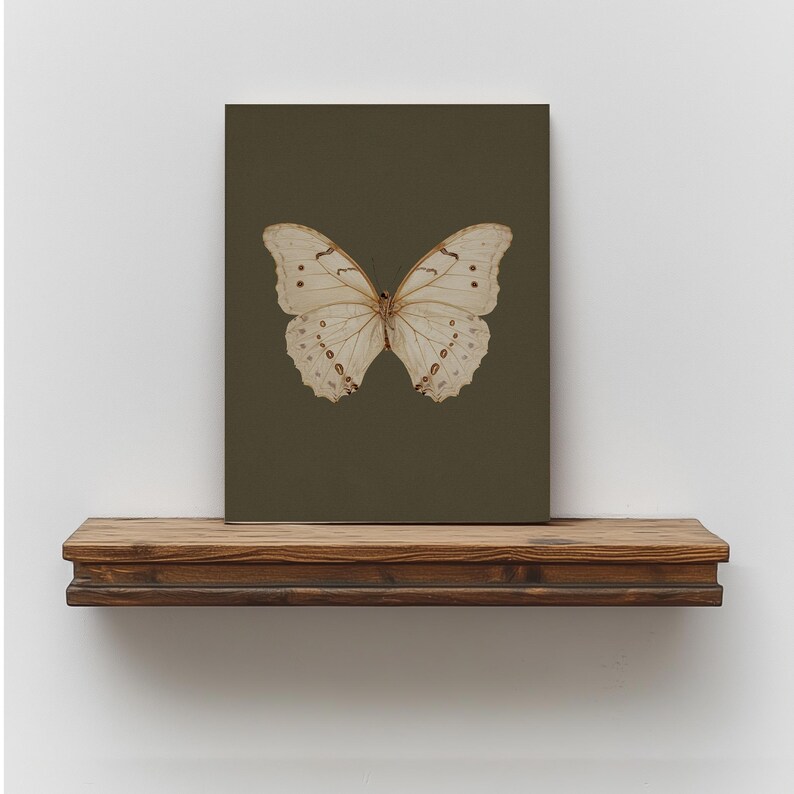 Vintage Set of 2 Sage Green Prints, Moody Gallery Wall Set, Antique Butterfly Painting Decor, Muted Sunset Landscape Printable Digital Print