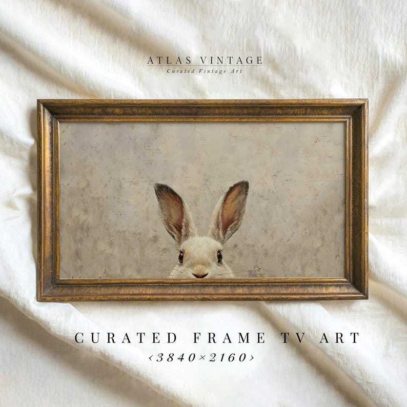 Vintage Easter Bunny digital artwork in muted pastel tones
