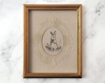 Vintage Easter Bunny Sketch Print, Minimalist Rabbit Drawing Printable Wall Art, Neutral Woodland Nursery Decor, Botanical Digital Download