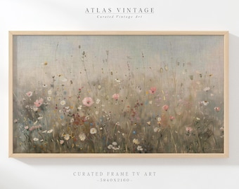 Wildflower Meadow Samsung Frame TV Art - Soft Pastel Floral Painting