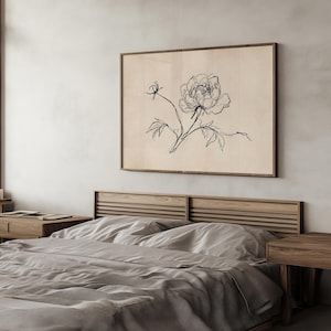 Rustic farmhouse botanical decor featuring a delicate peony illustration