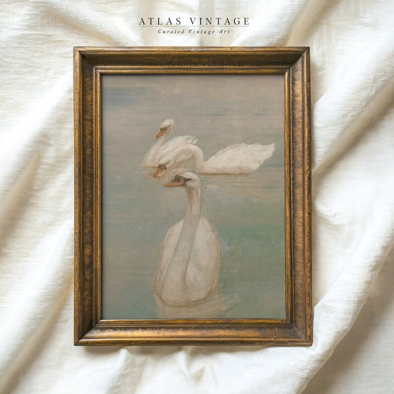Vintage-inspired swan painting for nursery