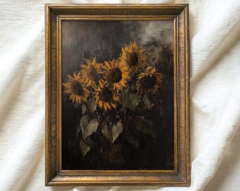 Rustic Sunflower Painting Print, Vintage Floral Wall Art (Digital Download)