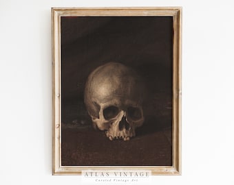 Antique Skull Painting | Dark Academia Gothic Wall Art (Digital Download)
