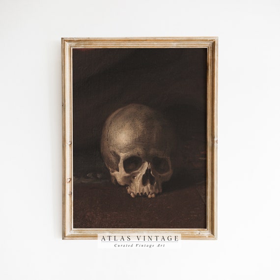 Antique Skull Painting | Dark Academia Gothic Wall Art (Digital Download)