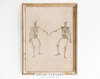 Skeleton Halloween Poster | Vintage Anatomy Art Print (Digital Download)