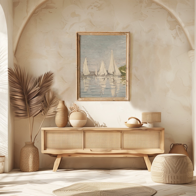 Sailboat art print for seaside home decor
