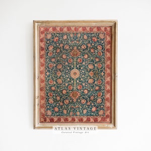 Vintage RUG Print | Antique Tapestry Wall Art | William Morris Print | DIGITAL DOWNLOAD | Modern Farmhouse Wall Décor| Antique Rug Printable