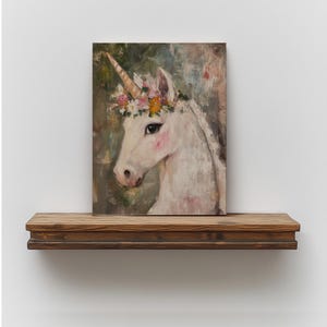 Whimsical unicorn digital painting with soft watercolor textures.