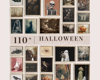 Vintage Halloween Gallery Wall Set, Spooky Moody Halloween Decor, Dark Academia Printable Art, Gothic Painting Mega Bundle Digital Prints