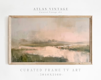 Abstract Spring Scenery Frame Tv Art, Vintage Muted River Landscape Samsung Frame Tv, Summer Tv Screensaver, Easter Last Second Décor
