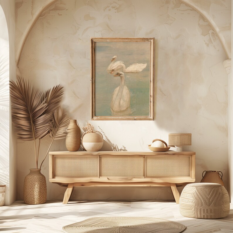 Pastel swan wall decor digital download
