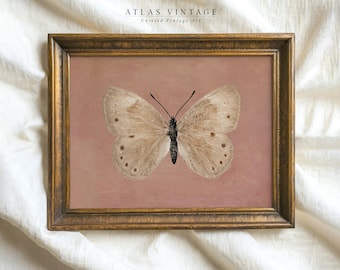 Vintage Butterfly Print, Neutral Farmhouse Wall Art (Digital Prints)