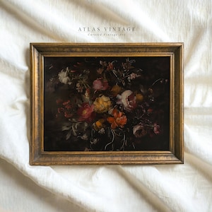 Vintage Fall Floral Print | Dark Academia Autumn Flower Painting | Moody Botanical Decor | Thanksgiving Printable Wall Art  Digital Download