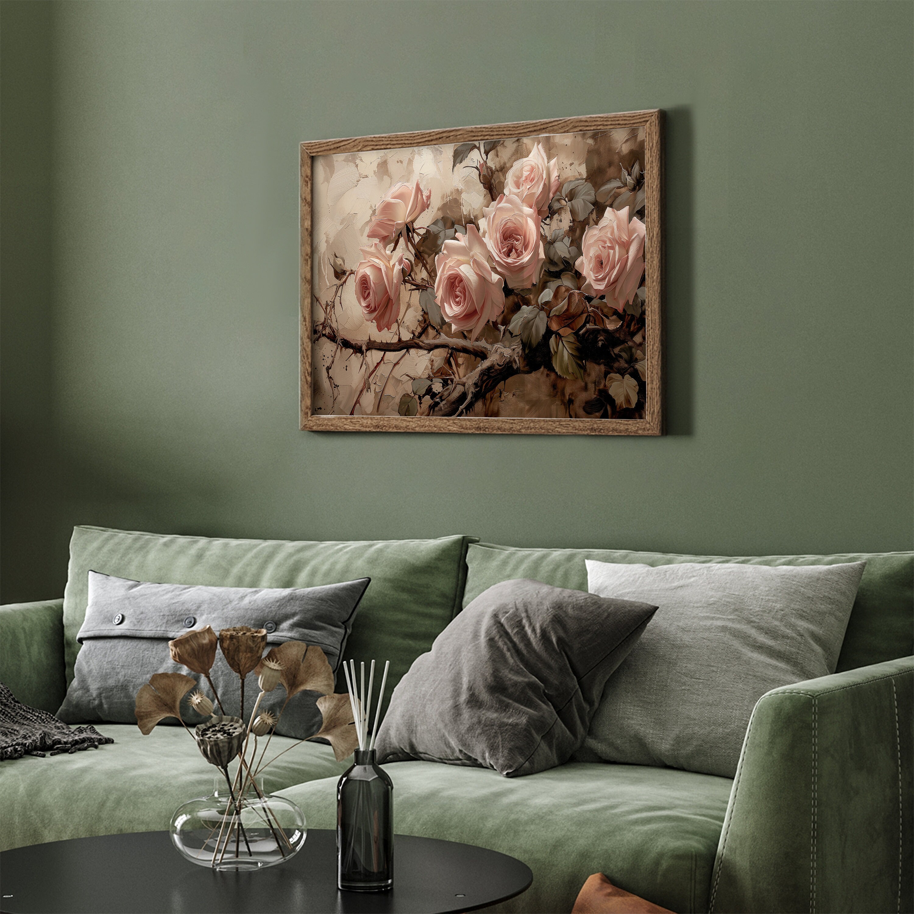 Pink Roses Flower Frame TV Art, Vintage Valentines Day Floral Painting ...