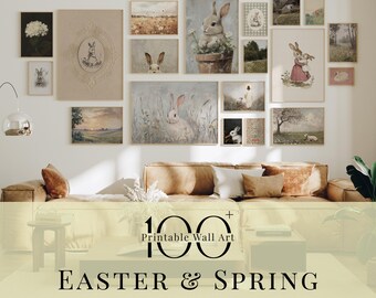 Vintage Easter Prints, Spring Gallery Wall Set, Easter Printable Wall Art Bundle, Easter Spring Decor, Easter Nursery Decor Digital Download