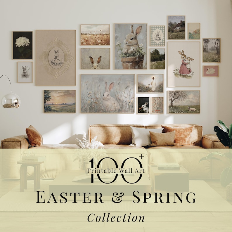 Vintage Easter Prints, Spring Gallery Wall Set, Easter Printable Wall Art Bundle, Easter Spring Decor, Easter Nursery Decor Digital Download