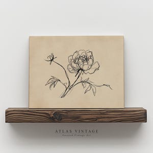 Elegant vintage floral sketch in digital download format