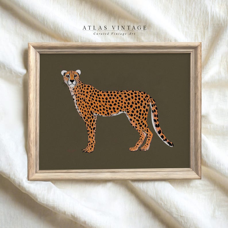 Stylish safari animal wall art in calming sage green tones.