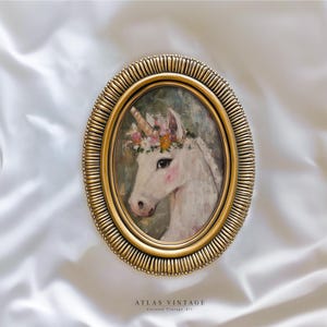 A magical, enchanting unicorn art print in a fairytale-inspired setting.