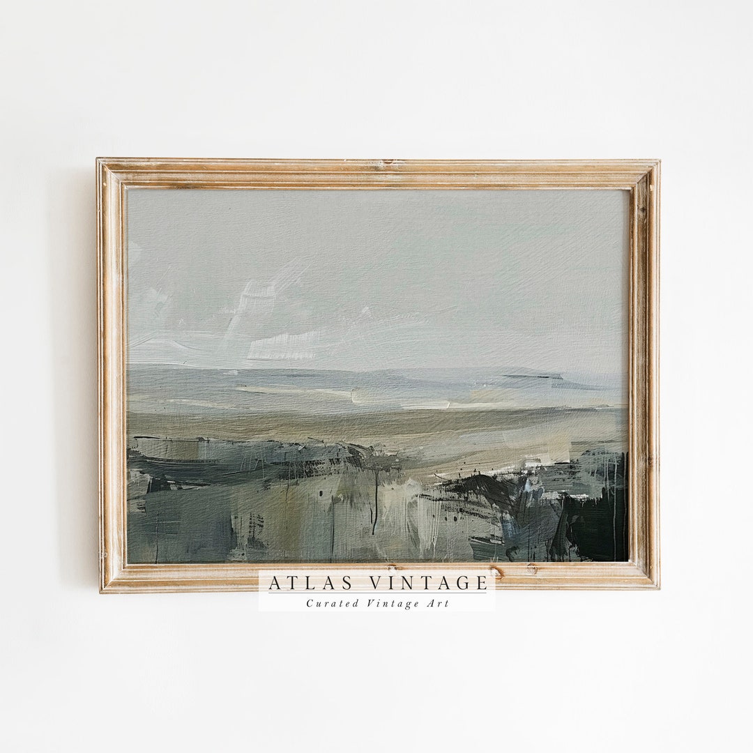 Green Abstract Landscape Print, Minimalist Farmhouse Decor (digital ...