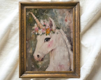 Vintage Floral Unicorn Print, Whimsical Pastel Nursery Art (Digital Prints)