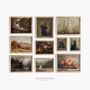Halloween Spooky Gallery Wall Set Prints, Dark Moody Fall Wall Decor, Vintage Dark Cottagecore Printable Art, Gothic Painting Digital Prints