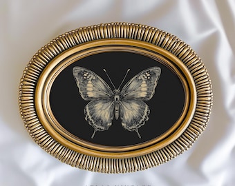 Vintage Gold Moth Sketch Print, Dark Gothic Decor (Digital Download)