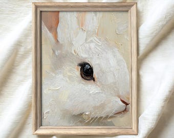 Vintage Easter Bunny Print, spring Rabbit Oil Painting, Moody Rustic Farmhouse Decor Beige Woodland Animal Printable Wall Art