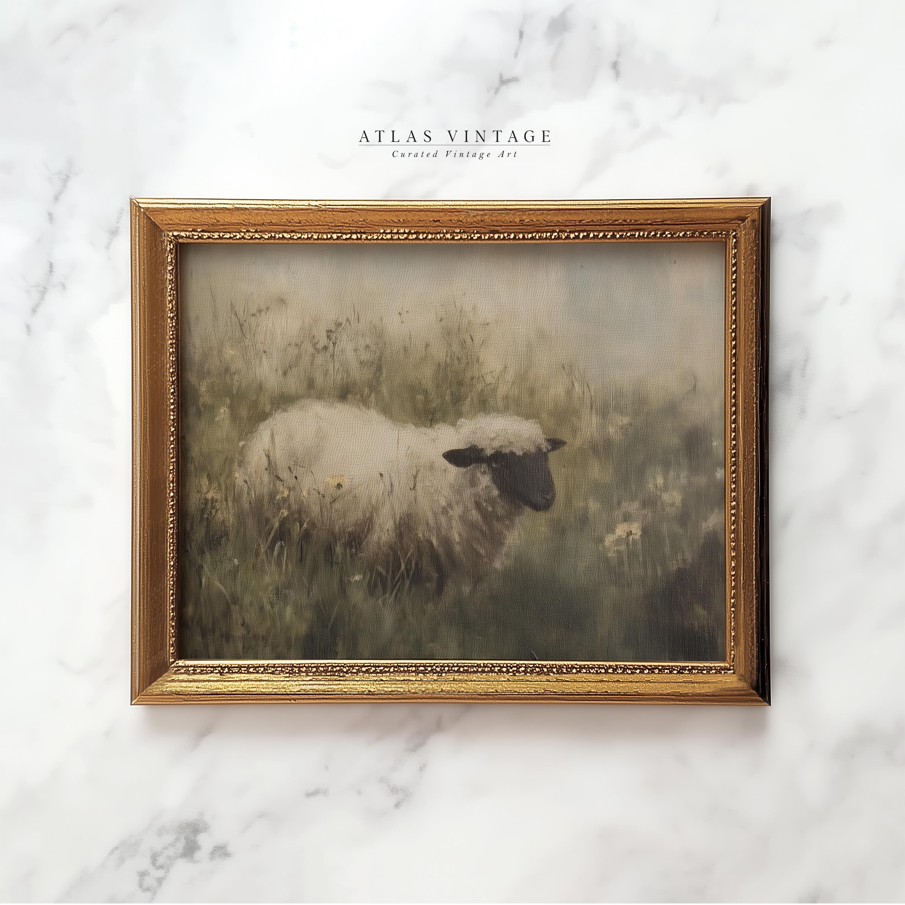 Vintage Moody Sheep Landscape Print, Summer Countryside Printable Wall ...