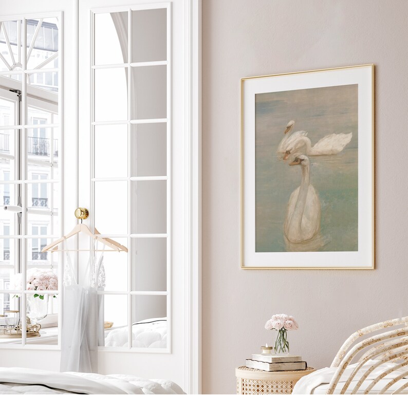 Printable swan art for Bedroom decor