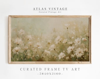 Vintage Floral Samsung Frame TV Art, Spring Meadow Painting (Digital Download)