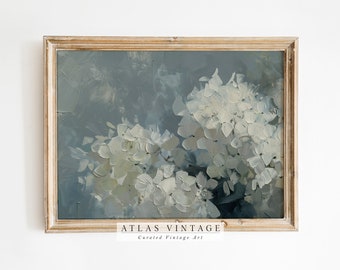 Blue Hydrangea Flower Vintage Print, Botanical Spring Painting, Easter Floral Decor, French Country Wall Art Printable, Digital Download