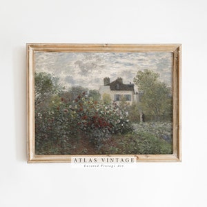 Vintage Flower Garden Print, Cottage Oil Painting, Claude Monet Print, French Country Spring Printable Wall Art, Summer Decor Digital