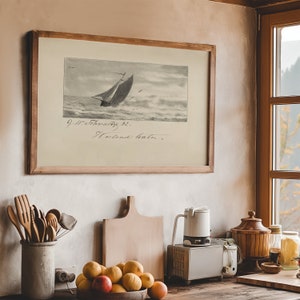 Vintage sailboat sketch for lake house decor