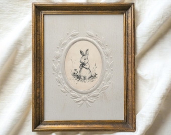 Vintage Easter Bunny Sketch Print, Neutral Nursery Art (Digital Download)