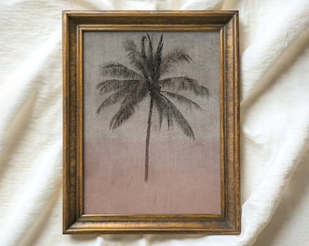 Vintage Palm Tree Sunset Print | Tropical Coastal Wall Art (Digital Download)