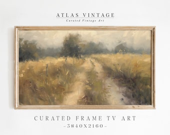 Vintage Road Landscape Frame TV Art, Rustic Farmhouse Decor (Digital Download)