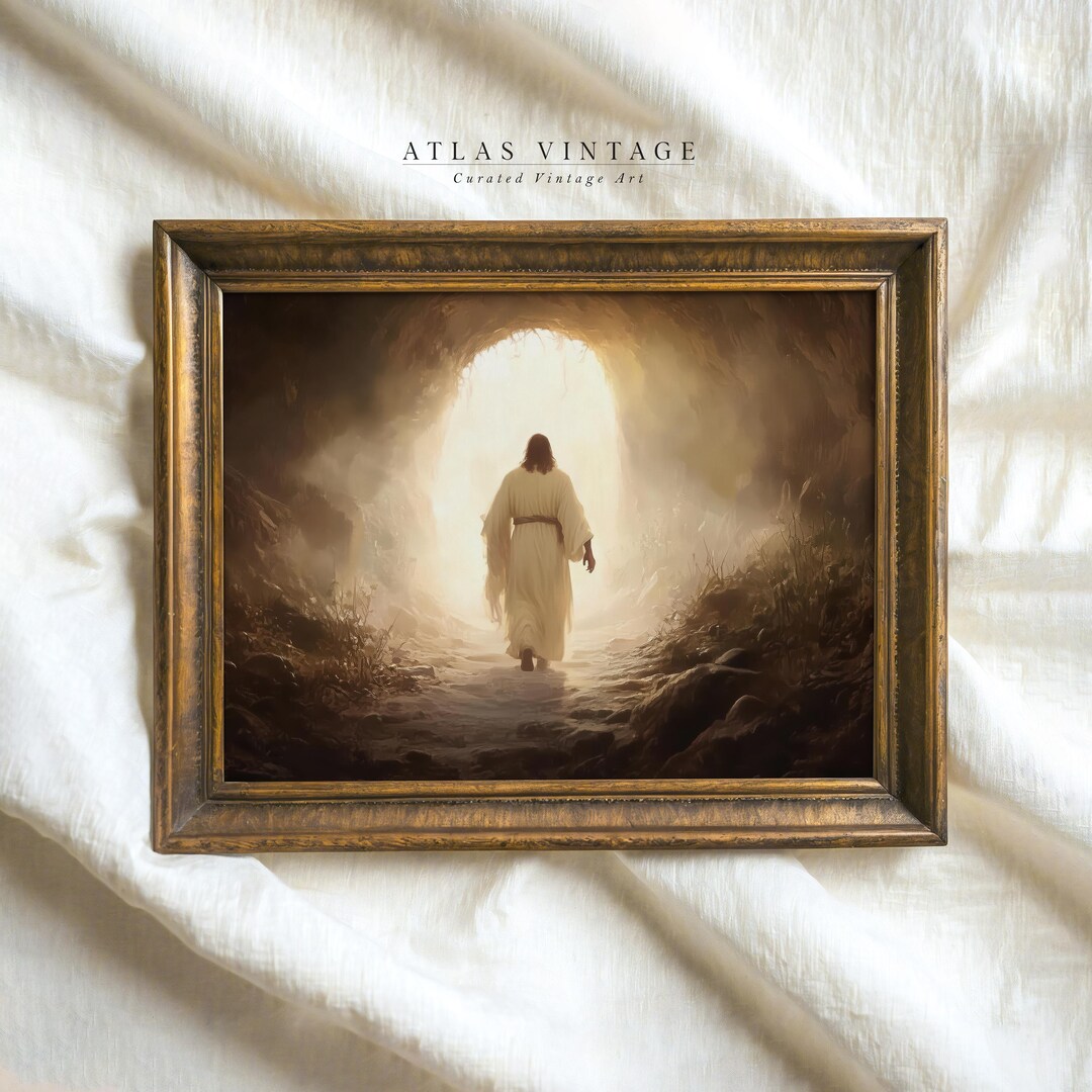 Vintage Jesus Resurrection Art Print, Christian Easter Decor (digital ...