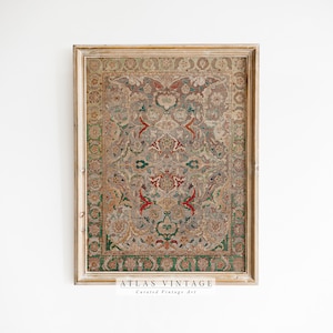Vintage Persian Rug Print | Antique Textile Printable| Farmhouse Wall Decor| Antique Tapestry Wall Art| Vintage Rug Pattern Digital Download
