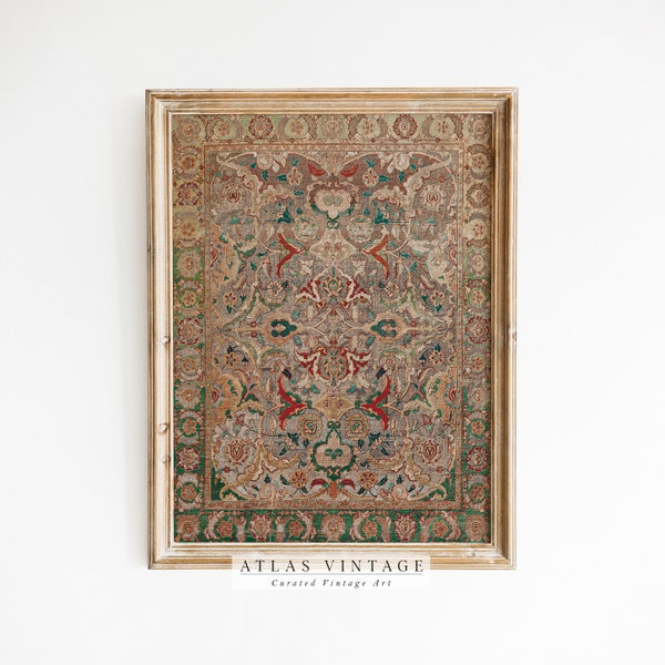 Vintage Persian Rug Print | Antique Textile Printable| Farmhouse Wall Decor| Antique Tapestry Wall Art| Vintage Rug Pattern Digital Download