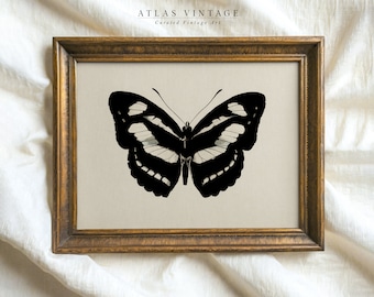Vintage Schmetterling Skizze Print | Dark Academia Gothic Wandkunst (Digitaler Download)