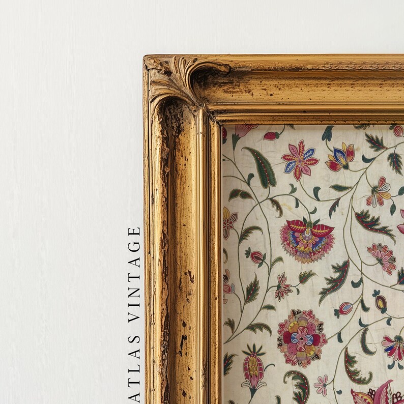 Bohemian-style vintage botanical fabric print for home decor.